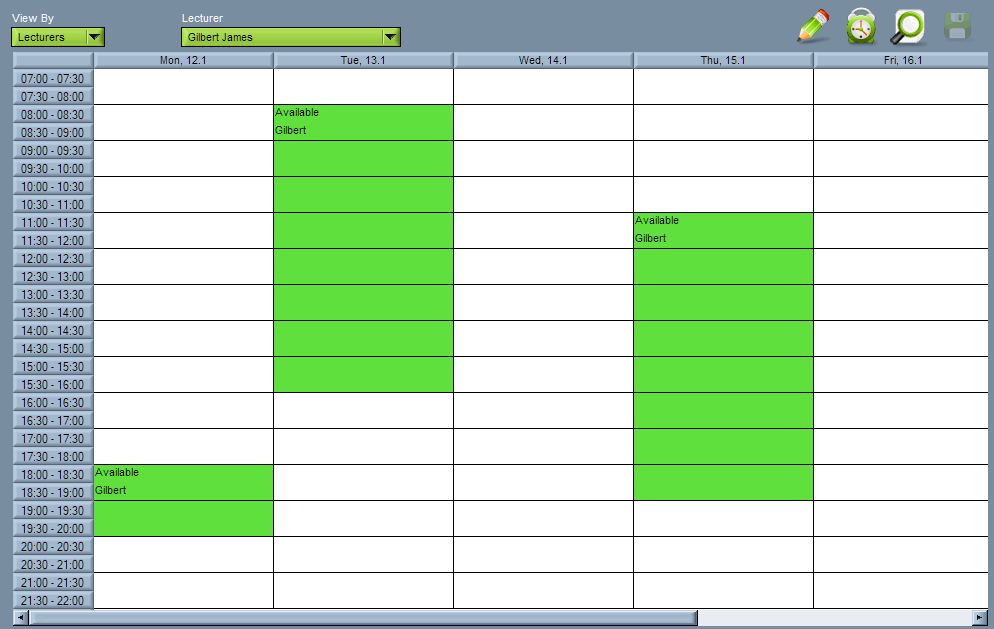 Wise Timetable lecturers availability administration