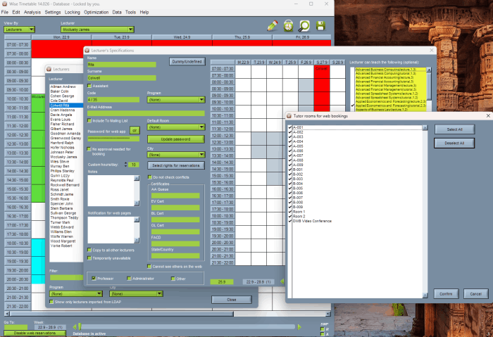 Wise Timetable room rights