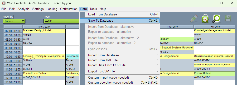 Wise Timetable publishing to database and web