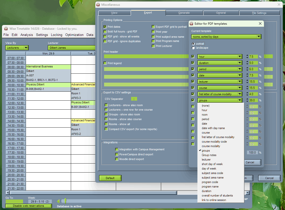 Wise Timetable custom reports