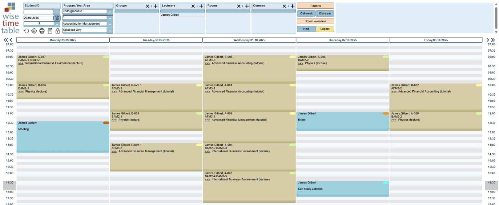 Wise Timetable display on the web